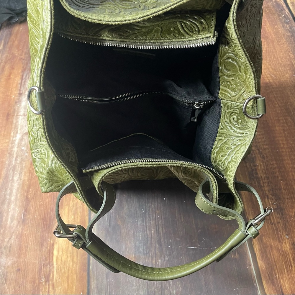 ISADORA green Italian leather bag - Picture 3 of 11